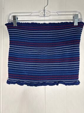 Arizona cropped smocked striped tube top large July 4th
